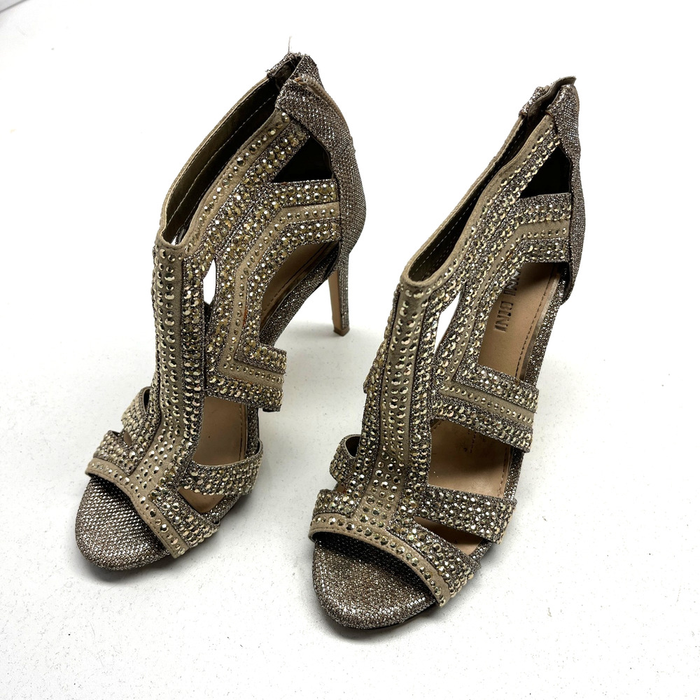 Womens Gianni Bini Sianna Size 5 Jewel Embellished Silver Bling Dress Shoe